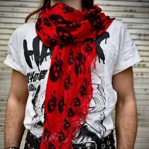 Skull Crossbones Scarf Shawl Rocker Biker Goth Punk Cashmere Chic Grunge Y2K